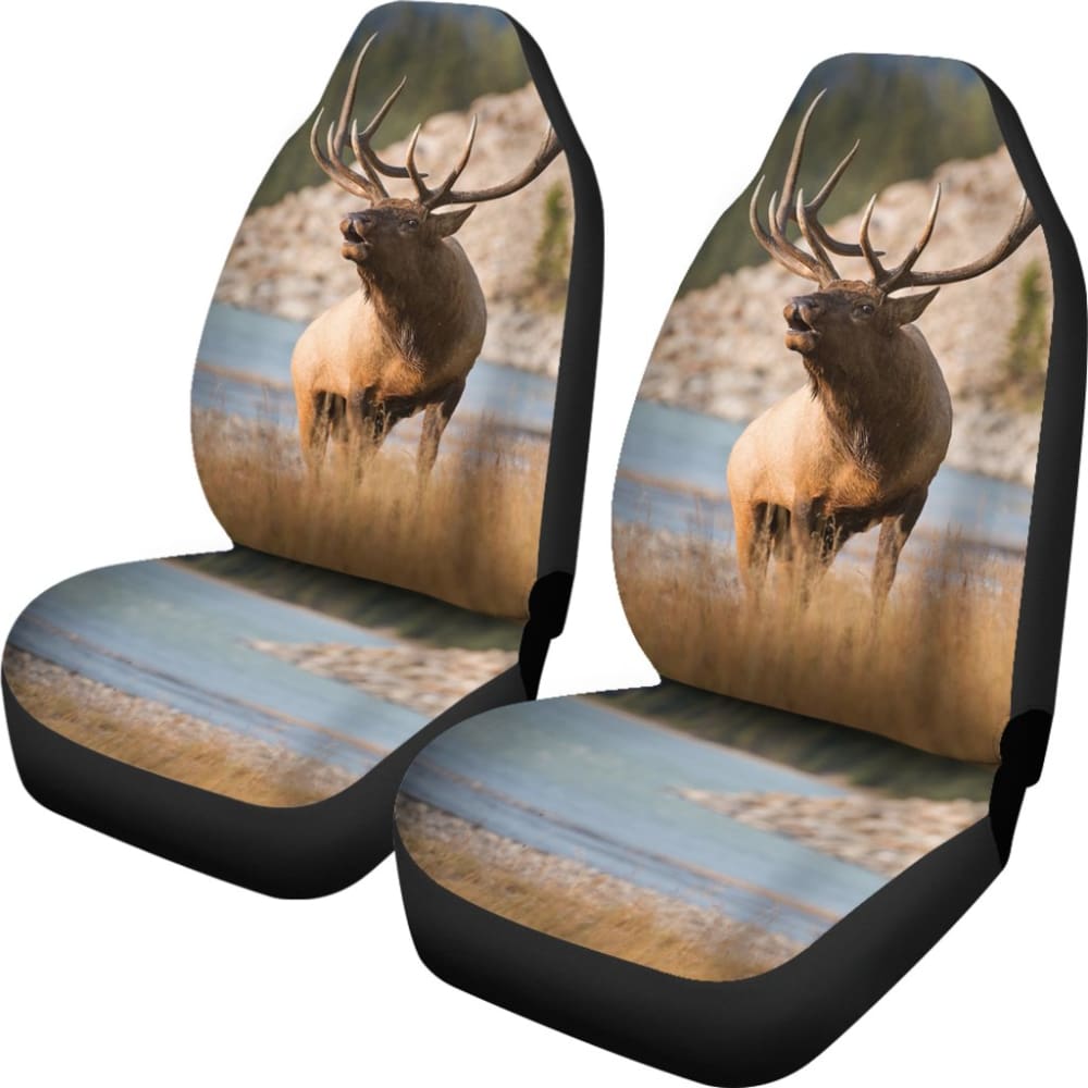 Premium Elk on River Car Seat Cover - Waterproof & Universal Fit for SUVs, Trucks & Sedans - Perfect for Outdoor Adventures & Road Trips