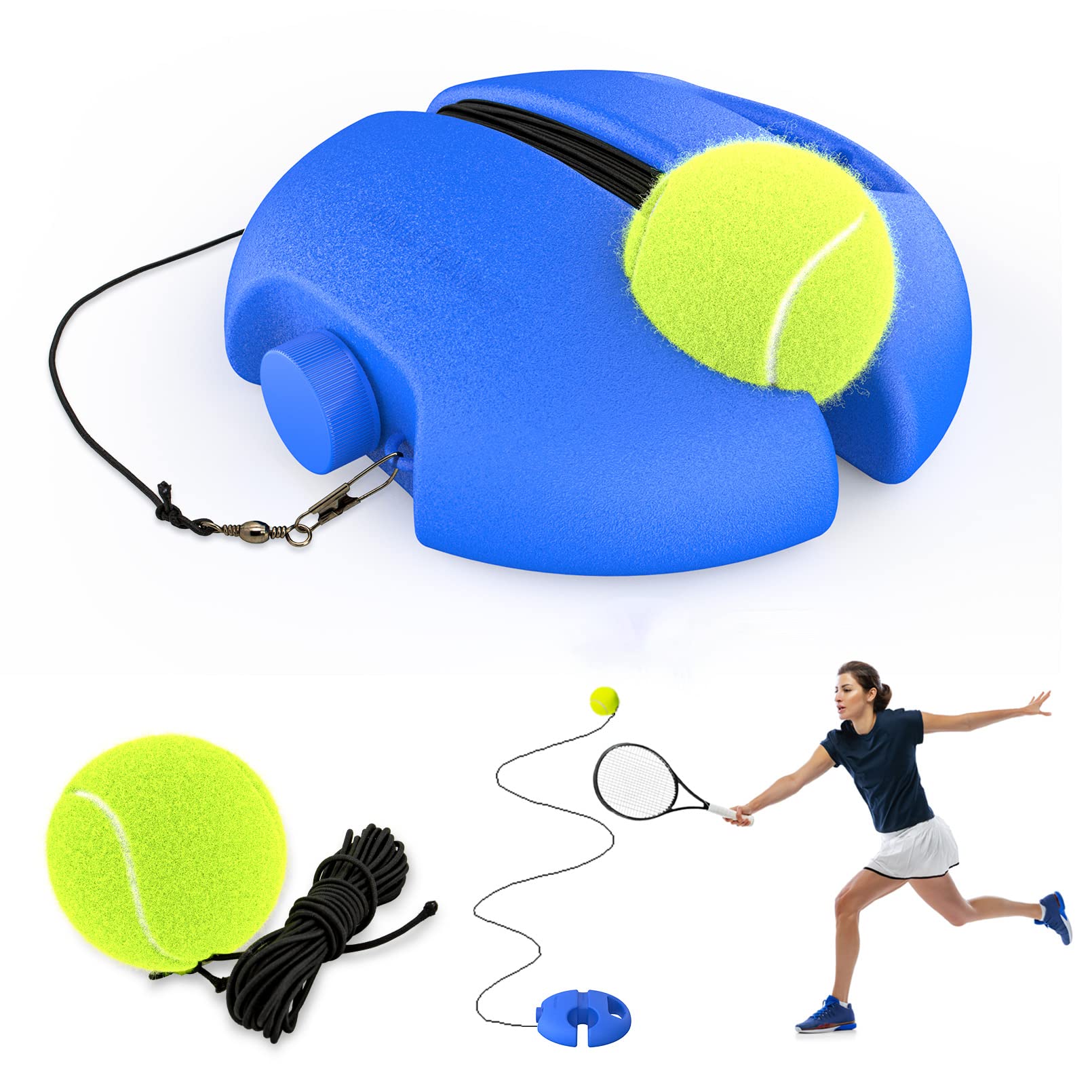 CHEGIF Tennis Trainer Rebound Ball - Solo Practice Equipment with 2 String Balls | Portable Tennis Rebounder for Beginners & Kids | Perfect for Backyard, Park & Indoor Training