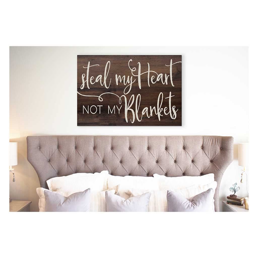 Kindred Hearts 34x23 Inch Walnut and Tan 'Steal My Heart Not Blankets' Wall Sign - Rustic Home Decor for Bedroom, Living Room & Wedding Gifts