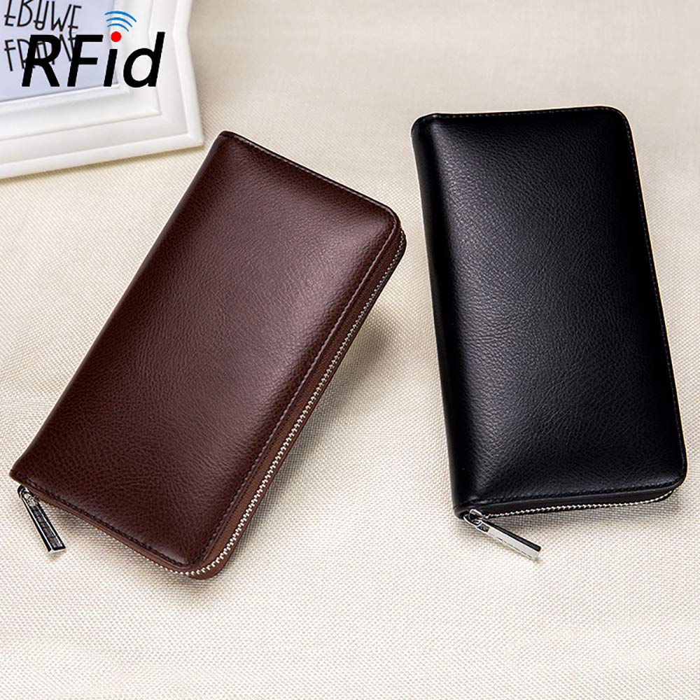 YOUNGSUN RFID Blocking Leather Wallet for Women & Men - Slim Credit Card Holder with Coin Purse, Multi-Card Organizer (Coffee, One Size) - Perfect for Travel, Shopping & Everyday Use