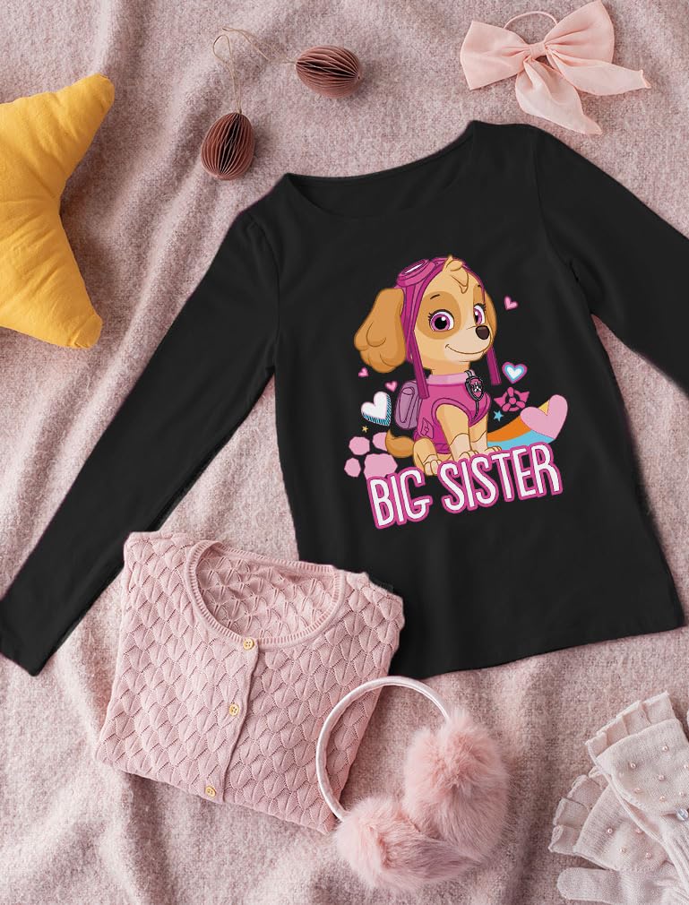Paw Patrol Skye Big Sister Toddler Girls Long Sleeve T-Shirt - Cute Cartoon Character Top for Sibling Matching Outfits & Playdates