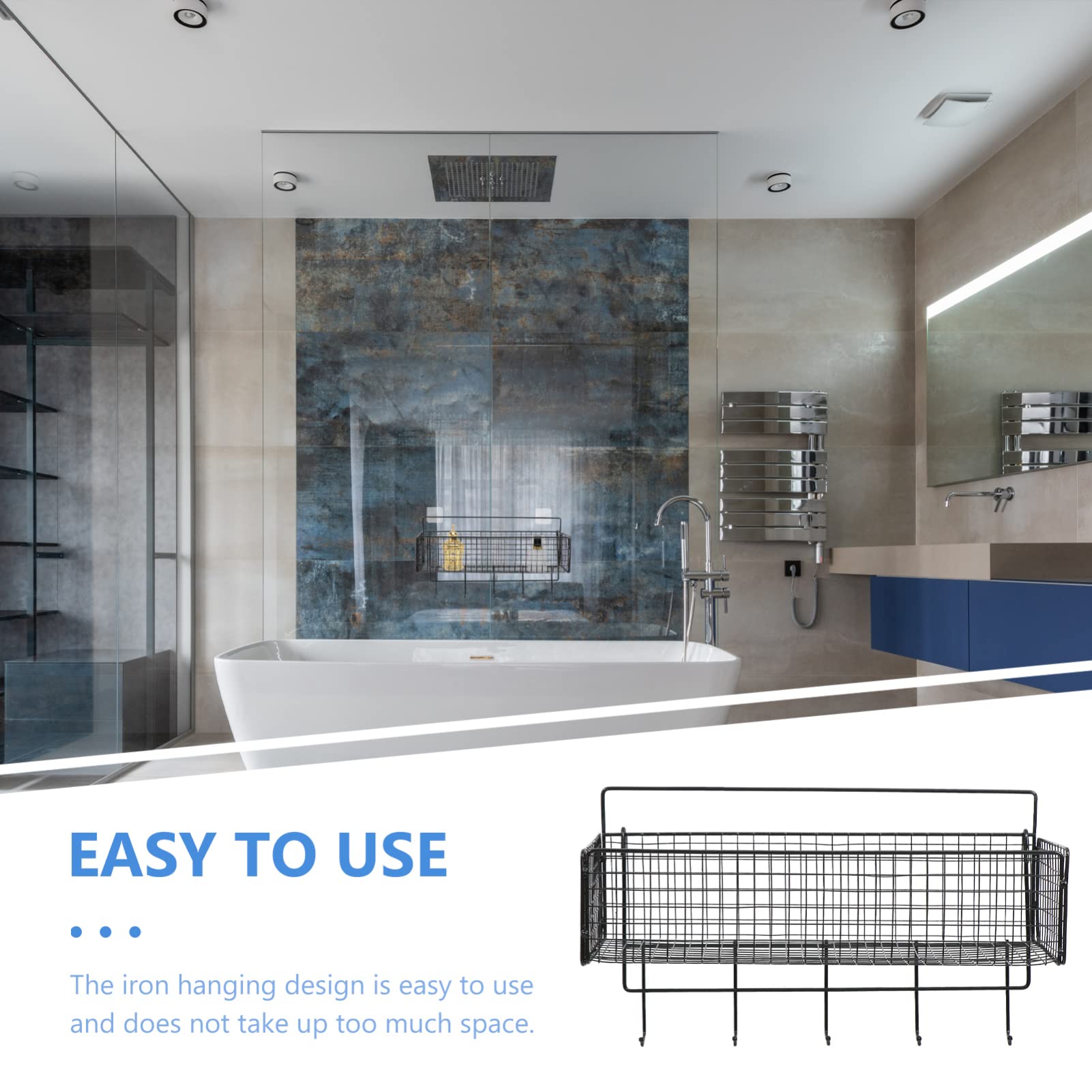 Cabilock Wall Mounted Storage Shelf Set - No Nail Bathroom Organizer with Grid Baskets for Toys, Towels & Essentials | Space-Saving Bathroom & Kitchen Storage Solution