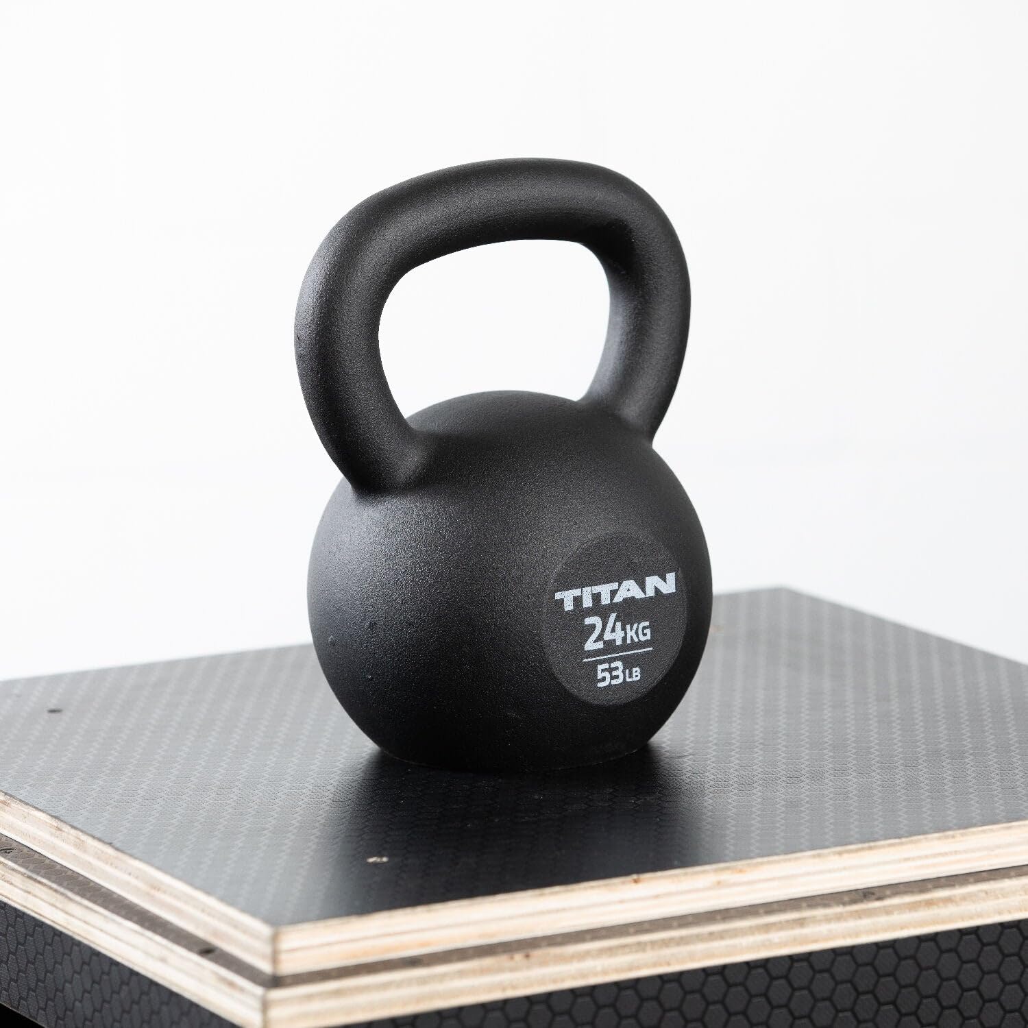 Titan Fitness Cast Iron Kettlebell - Single Piece Casting with KG & LB Markings for Full Body Workout - Perfect for Home Gym, CrossFit, Strength Training & Functional Fitness