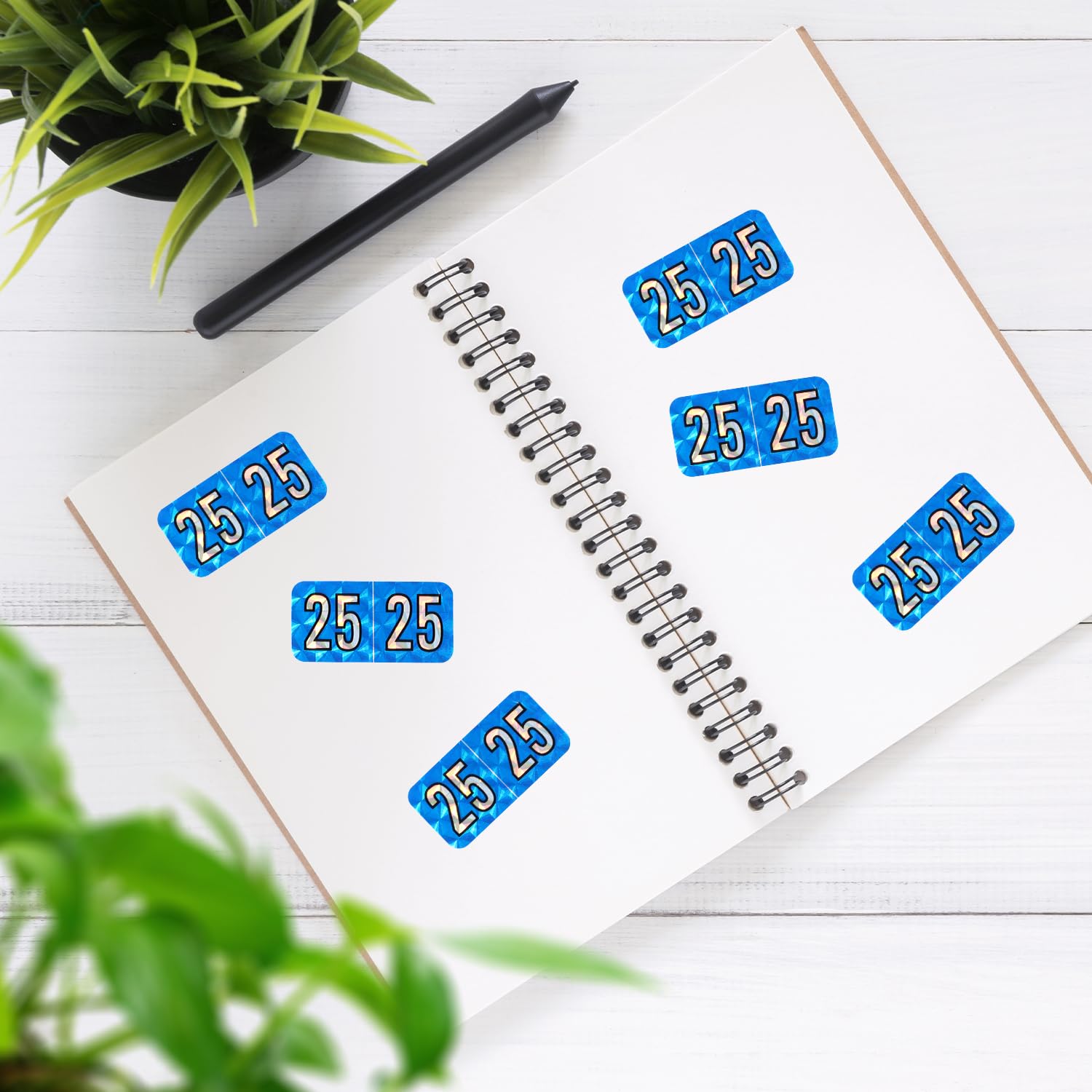 500pcs 2025 Year Stickers - 0.74x1.49in Holographic New Year Labels for File Folders, Color Coded Number Stickers, Office & School Supplies (Blue) - Perfect for Organizing Documents, Calendars, Planners & Tab Dividers