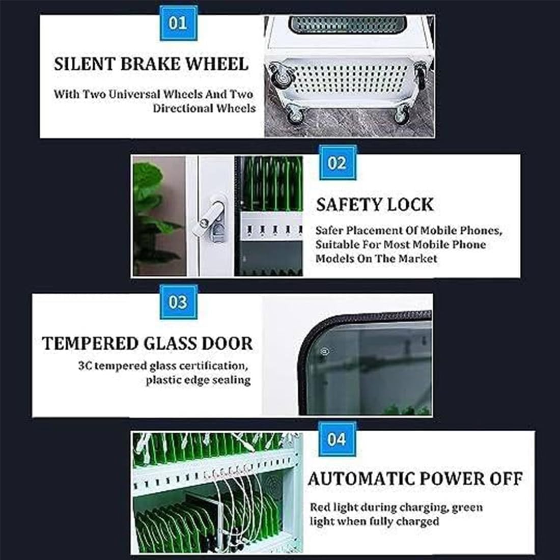 12-Slot USB Charging Station & Phone Storage Locker - Rechargeable Mobile Phone Jail Cabinet for Cell Phones & Tablets | Perfect for Office, Classroom, Gym & Public Spaces