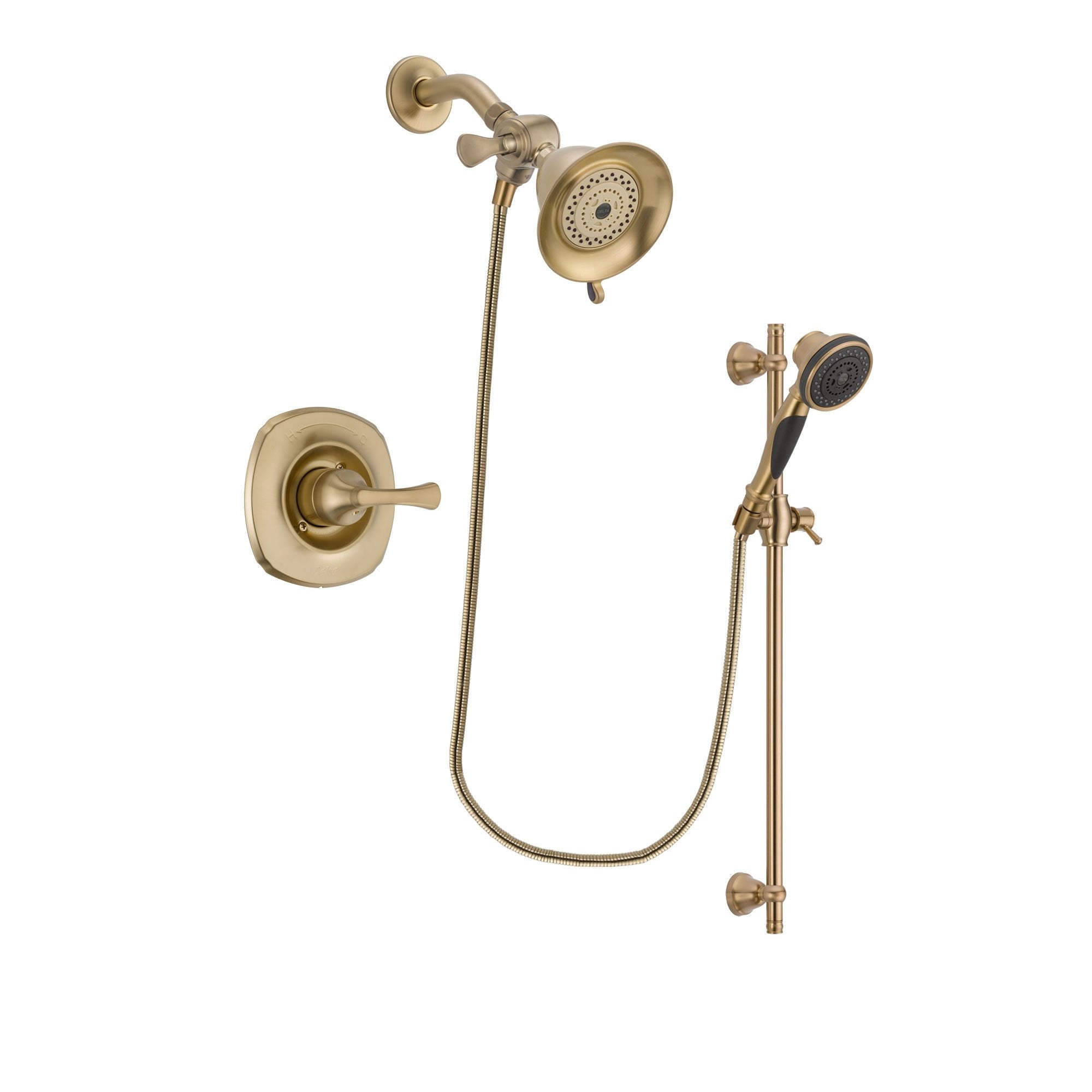 Delta Addison Champagne Bronze Shower Faucet System with Water-Efficient Shower Head & Handheld Spray - Includes Rough-in Valve DSP3538V - Perfect for Bathroom Renovation & Modern Home Upgrade