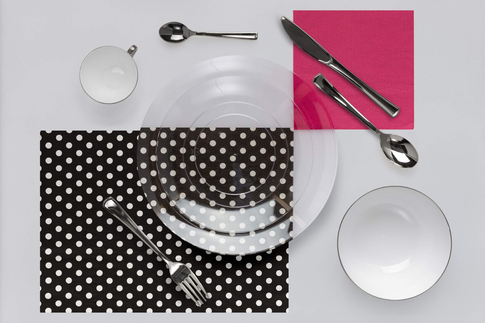 Trendables™ 40-Pack Premium Glass-Look Disposable Plastic Plates Set - 20 x 10.25