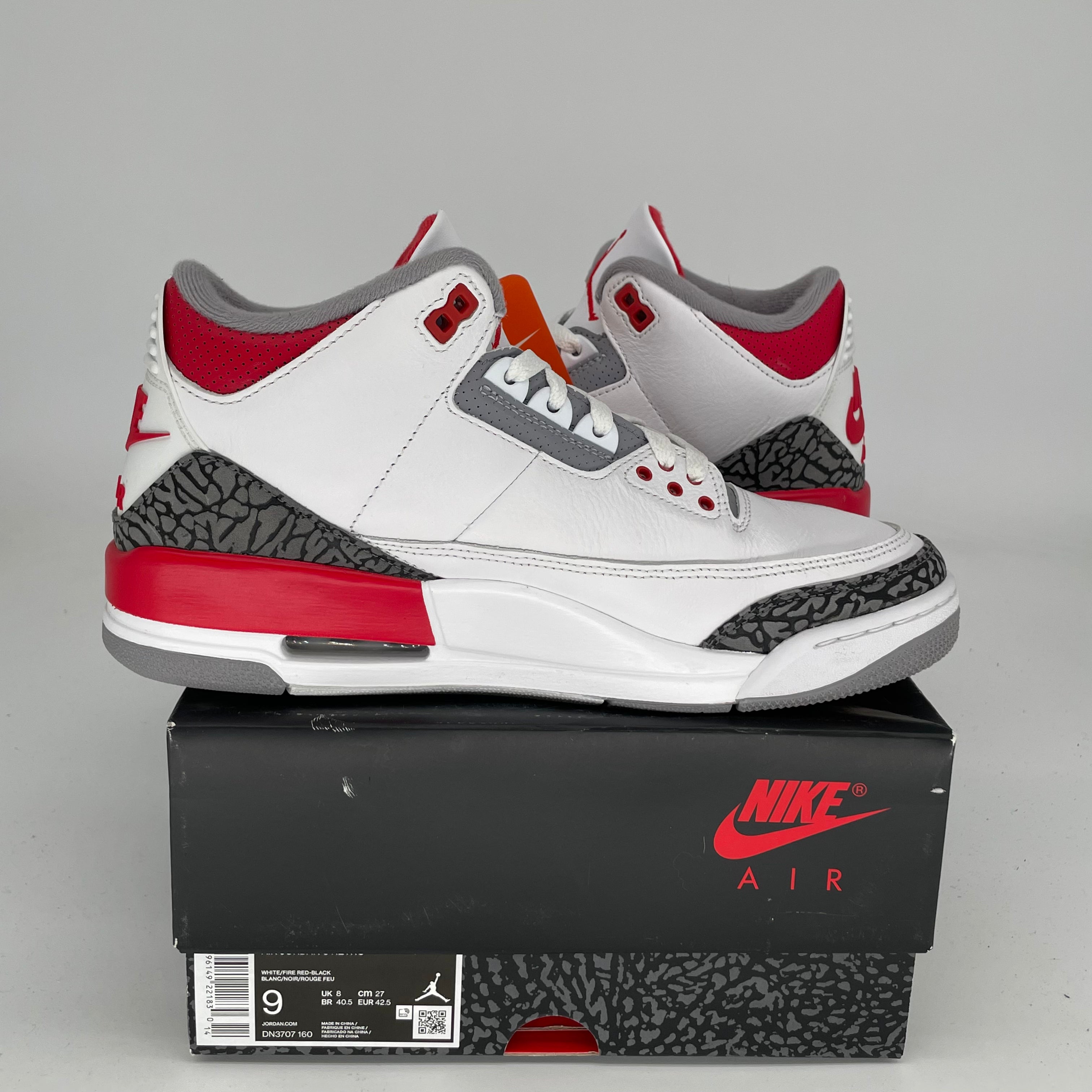 AIR JORDAN 3 Retro Fire Red Men's Basketball Shoes Size 9 - DN3707-160 | Authentic Sneakers for Sports, Streetwear & Casual Outfits
