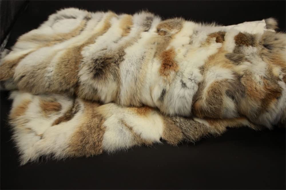 Premium 100% Natural Rabbit Fur Throw Blanket - 22x43 Inches, Luxurious Soft & Durable Tan Bed Cover, Rug, or Carpet Accessory | Perfect for Cozy Winter Nights, Home Decor, and Gift Giving