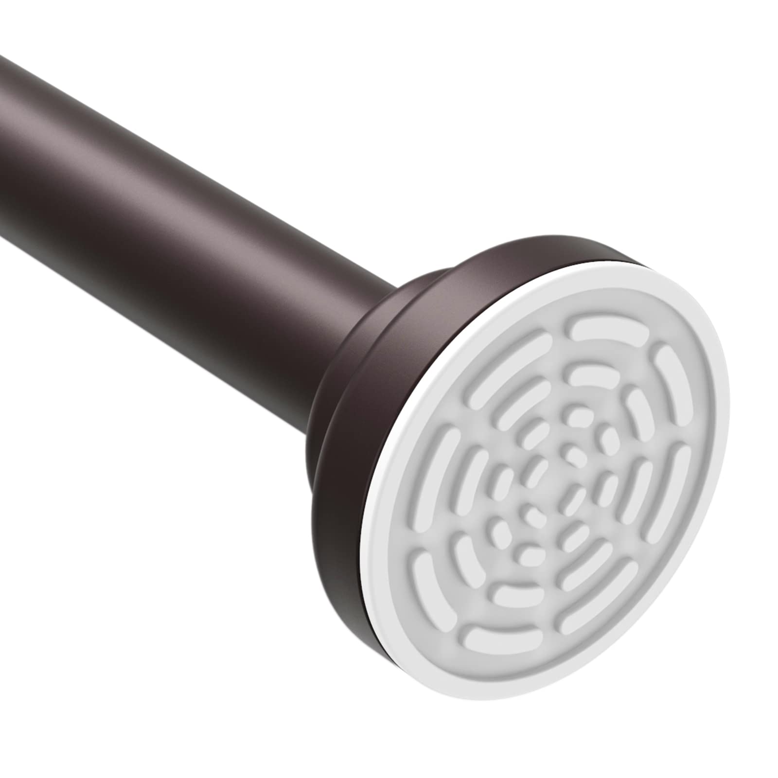 Ausemku Adjustable Tension Shower Curtain Rod 26-39 Inch - Rustproof Stainless Steel No Drill Spring Tension Rod for Bathroom & Kitchen - Non-Slip Heavy Duty Design (Brown) - Perfect for Small Spaces, Apartments, Dorms and RVs