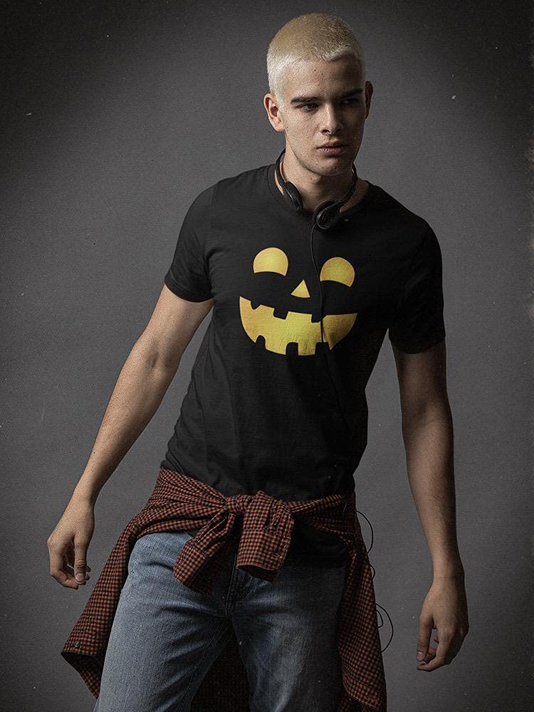 Halloween Pumpkin Smile Graphic T-Shirt for Men - Funny Costume Party Outfit - Perfect for Halloween Parties, Trick or Treating & Fall Festivals