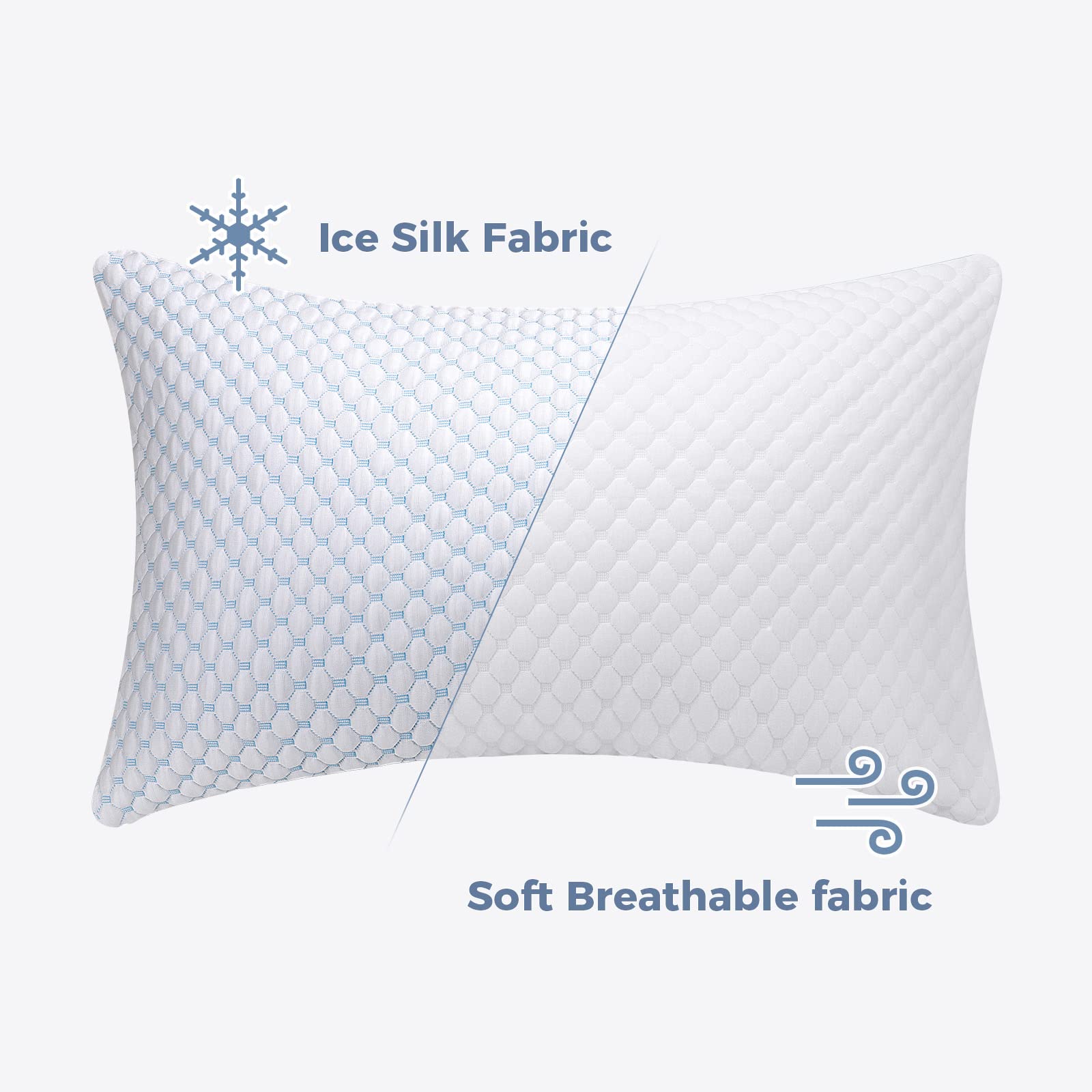 OSBED Shredded Memory Foam Pillow King Size Set of 2 - Cooling Adjustable Loft Pillows for Side, Back & Stomach Sleepers - Firm or Soft Support for Hot Sleepers (20x36 Inches) - Perfect for Bedroom, Guest Room & Travel Use