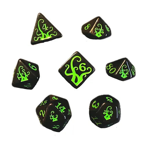 Black Oak Workshop Tentacles Ichor & Slime 7-Piece Polyhedral Dice Set for D&D, RPG, and Tabletop Gaming - Perfect for Fantasy Role-Playing Games and Collectors