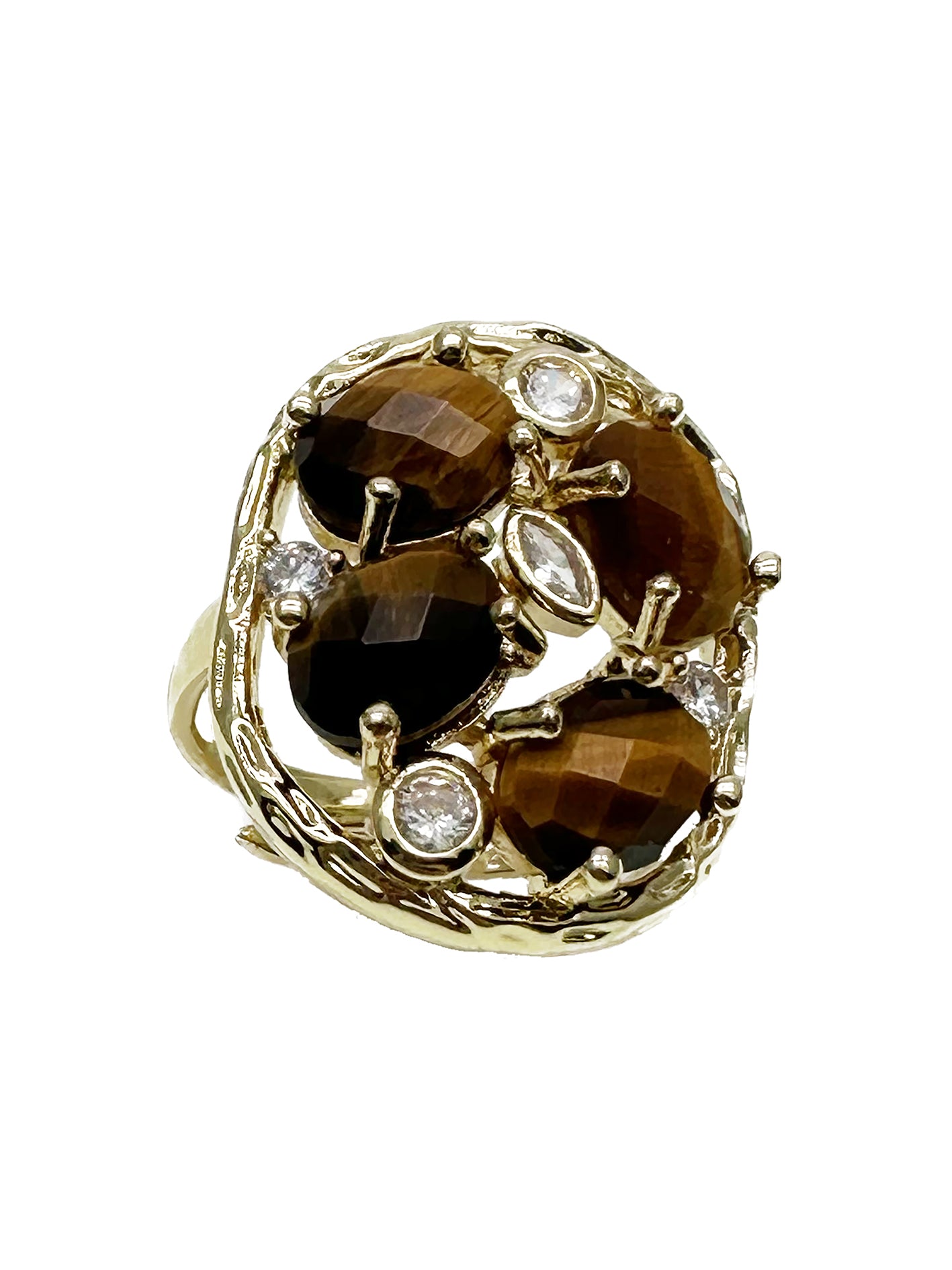 Tiger Eye Statement Ring KR005 - Natural Stone Jewelry for Women, Elegant & Unique Fashion Accessory - Perfect for Parties, Weddings & Everyday Wear