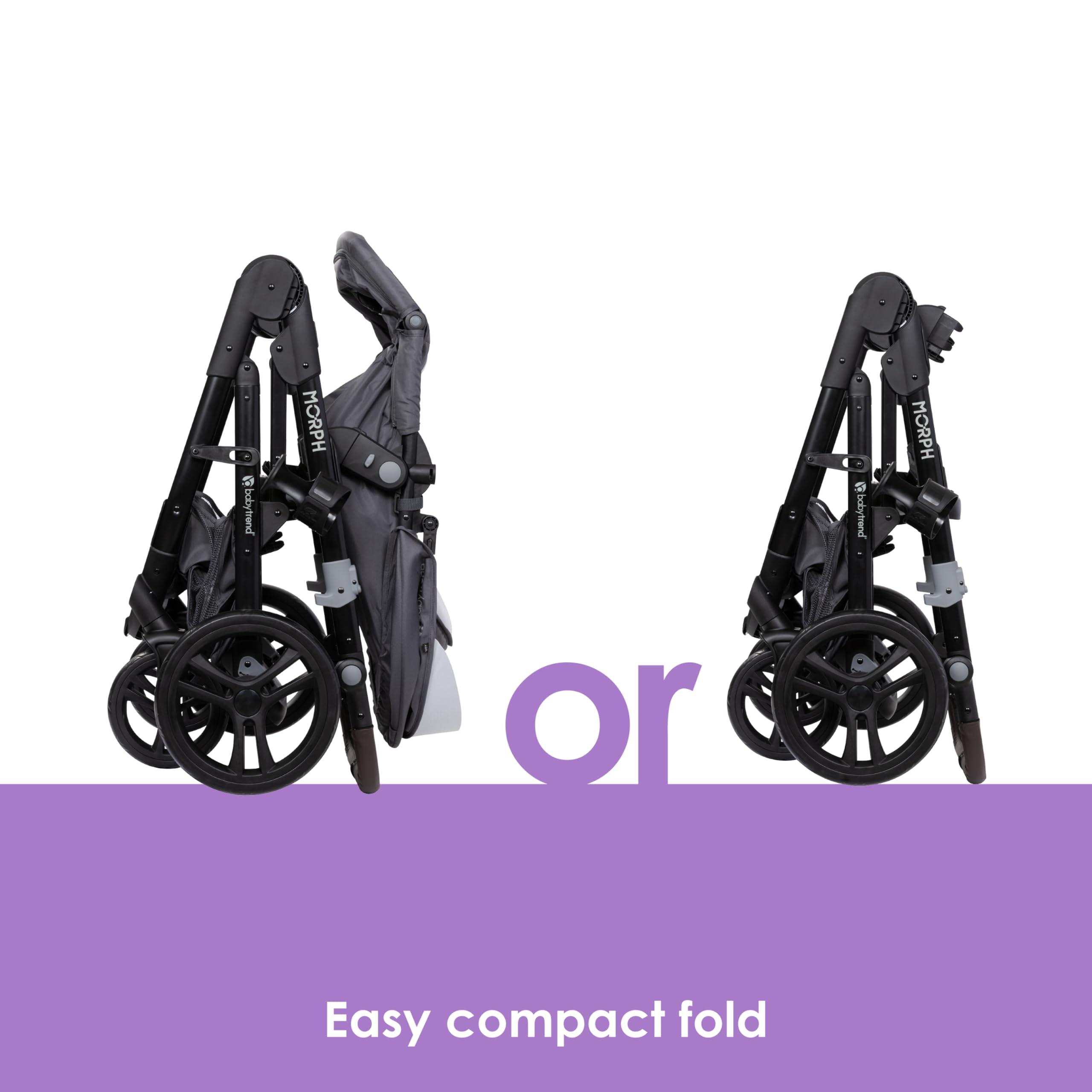 Baby Trend Morph Single to Double Modular Stroller - Convertible Lightweight Stroller for Twins or Infant, Dash Grey | Perfect for Travel, Shopping & Daily Walks