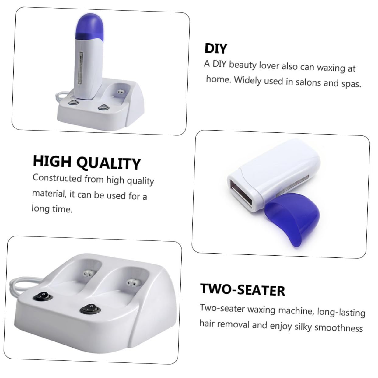 NOLITOY 2-in-1 Portable Wax Warmer Kit for Women - Dual Seat Wax Heater & Bottle Warmer - White Hair Removal Device for Home & Salon Use - Perfect for Legs, Bikini, Face & Body Waxing
