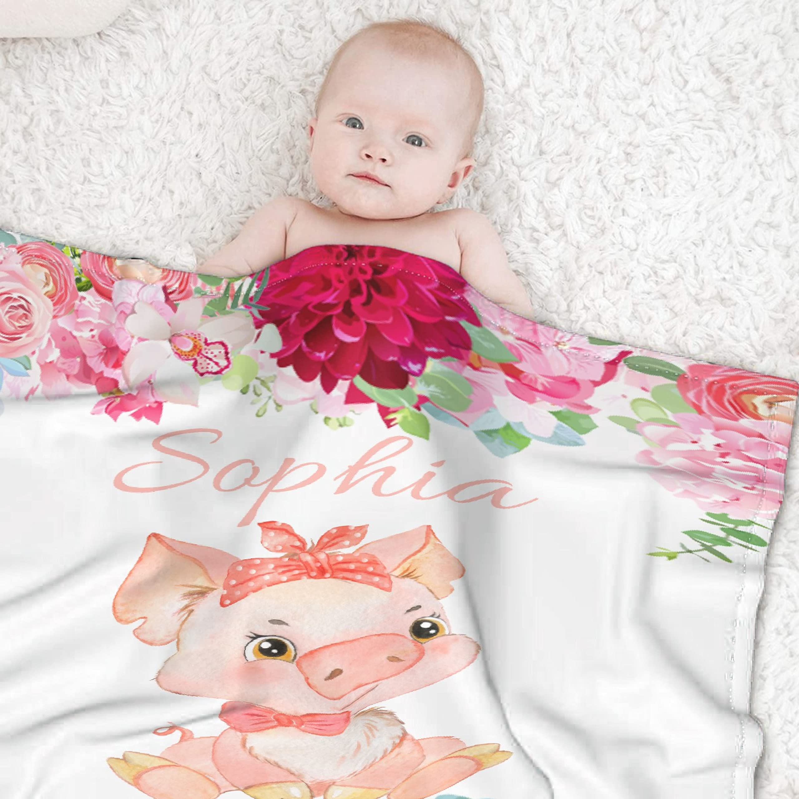 Personalized Baby Blankets with Name - Custom Fleece Throw Blanket for Boys & Girls - Soft Cozy 90