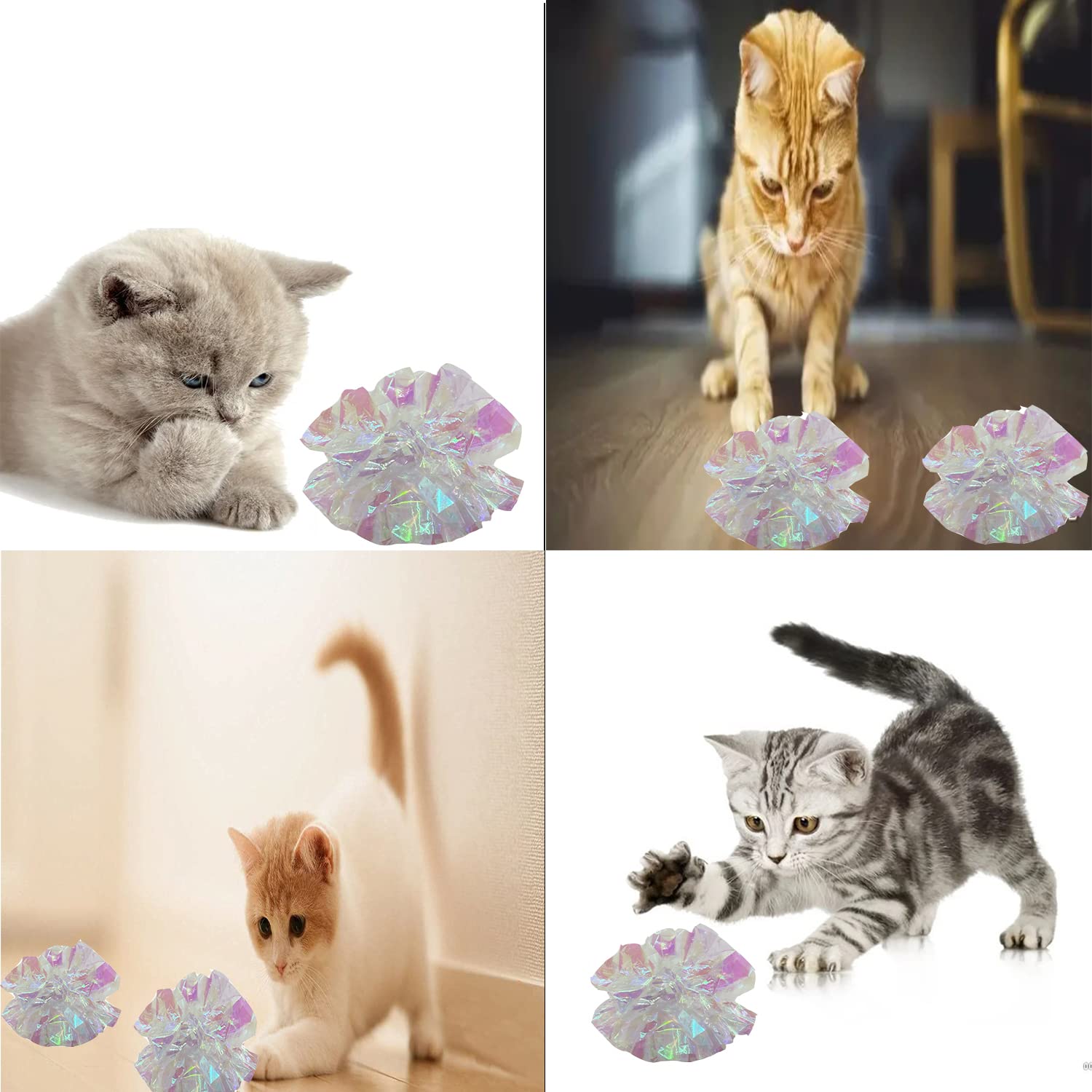 Crinkle Balls Cat Toys - 20 Pack 2.2 Inch Mylar Crinkle Balls for Interactive Play, Training & Exercise | Perfect for Kittens, Adult Cats & Multi-Cat Households