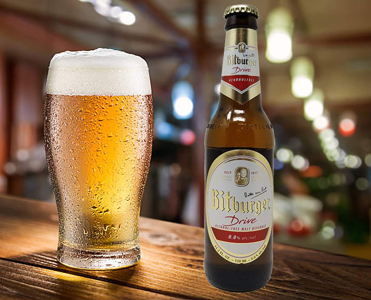 Bitburger Drive Zero Non-Alcoholic Malt Beer - 24 Pack of 11.2 fl oz Glass Bottles | Alcohol-Free German Lager | Perfect for Parties, BBQs & Healthy Lifestyle | Great Gift for Beer Lovers