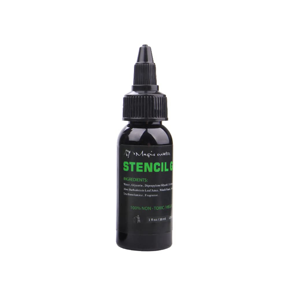 Professional Illusionist Magic Tattoo Stencil Transfer Gel - Dark & Clean Stencils, Long-Lasting Formula (1oz) for Tattoo Artists & Beginners - Perfect for Tattoo Practice, Studio Work & Body Art Design