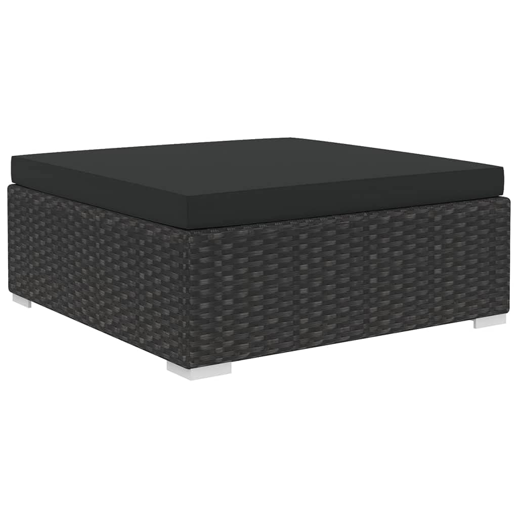 5-Piece Black Poly Rattan Patio Furniture Set with Cushions - Outdoor Sectional Sofa & Coffee Table for Garden, Backyard, Poolside or Deck Relaxation