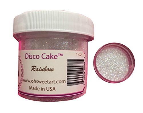 OH! SWEET ART - Rainbow Disco Cake Dust (1 Oz) for Cake Decorating, Cupcakes, Fondant & Cake Pops | Edible Glitter for Birthday Cakes, Wedding Cakes & Party Desserts