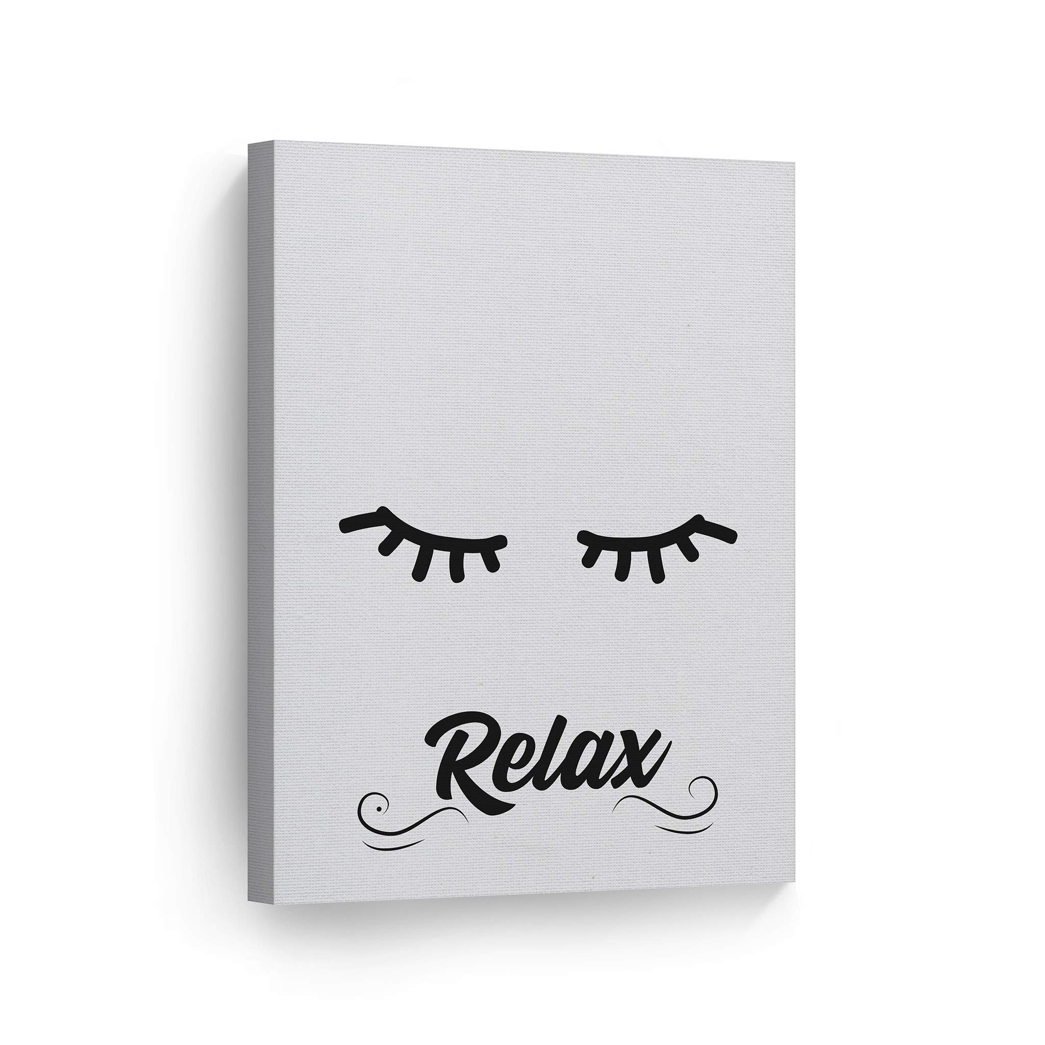 Smile Art Design Relax Typography Canvas Print - Bathroom Wall Decor & Home Decoration - Ready to Hang 36x24 Inch - Made in USA - Perfect for Spa, Powder Room & Guest Bathroom Decor