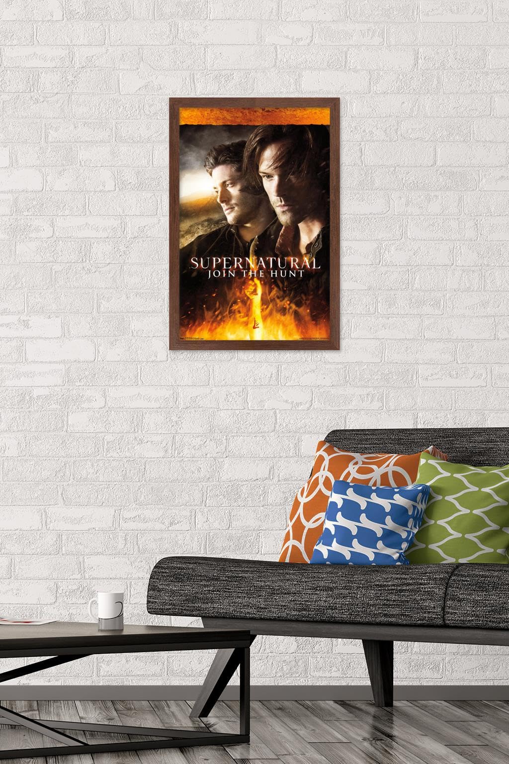 Trends International Supernatural Fire Wall Poster - 14.725 x 22.375 Inches Mahogany Framed Art Print - Perfect for Home Decor, Office, Bedroom & Gift Giving