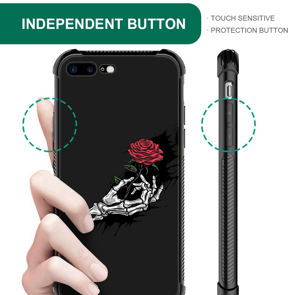 CARLOCA Skull Hand Holding Rose iPhone 7/8/SE 2020 Case - Shockproof Anti-Scratch Hard Back Cover for iPhone 7, iPhone 8, iPhone SE 2nd Gen - Trendy Protective Phone Case for Girls & Boys - Perfect for School, Work, and Everyday Use