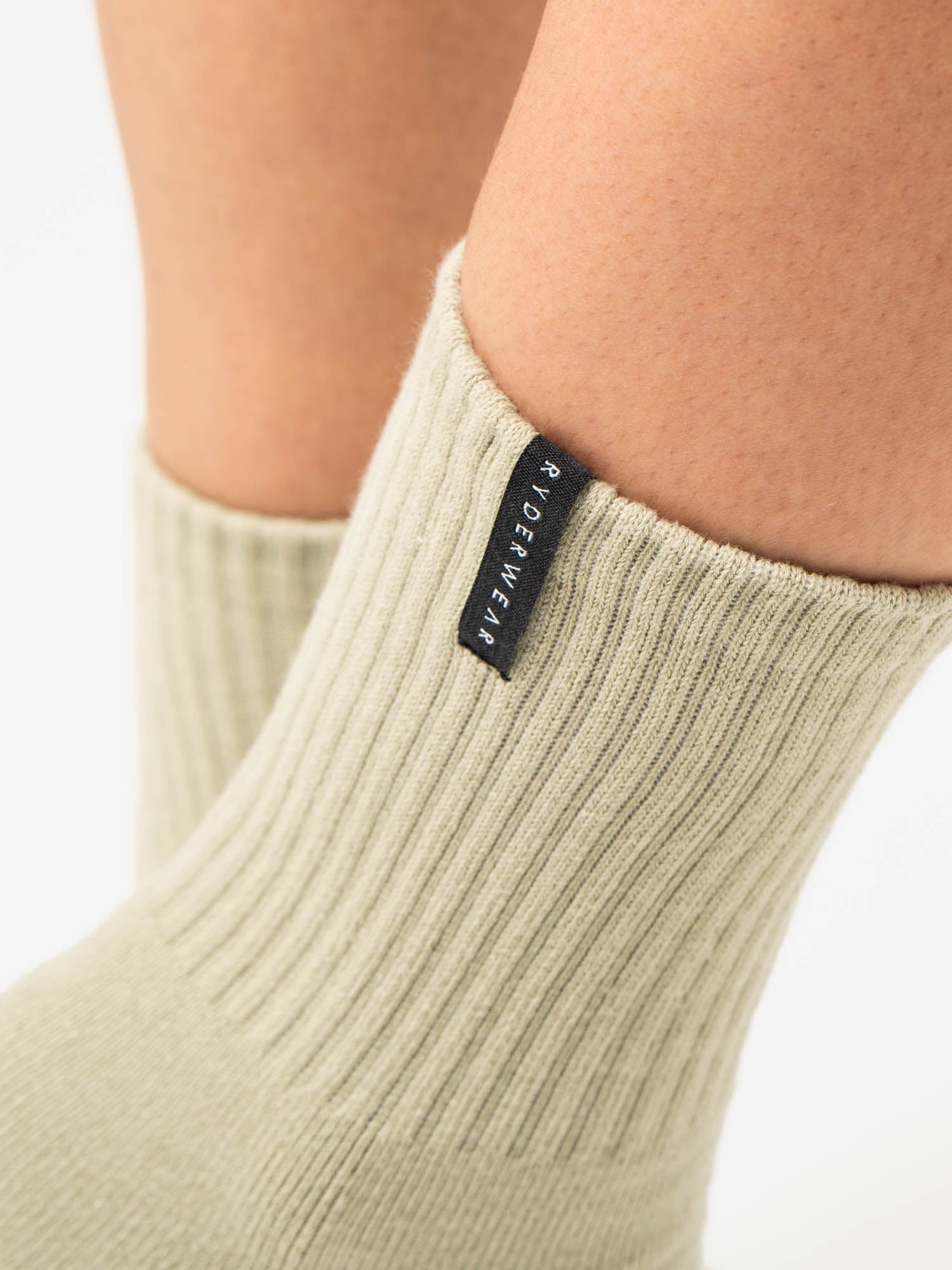 Premium Matcha Stonewash Crew Socks - Soft Cotton Athletic Socks for Men & Women - Comfortable Casual & Workout Socks for Running, Hiking, and Everyday Wear