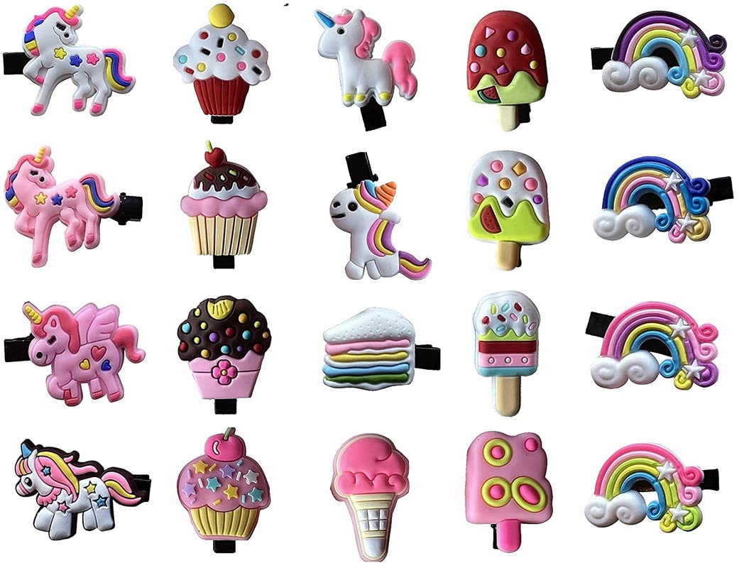 FAMEZA Unicorn Hair Clips Set - 20pcs Rainbow Color Small Hair Barrettes for Girls, Toddlers, Teens & Kids | Cute Hair Accessories for School, Party, Birthday & Daily Use