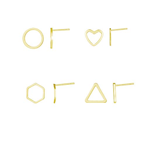 B3:4 pairs gold geometric stud earrings