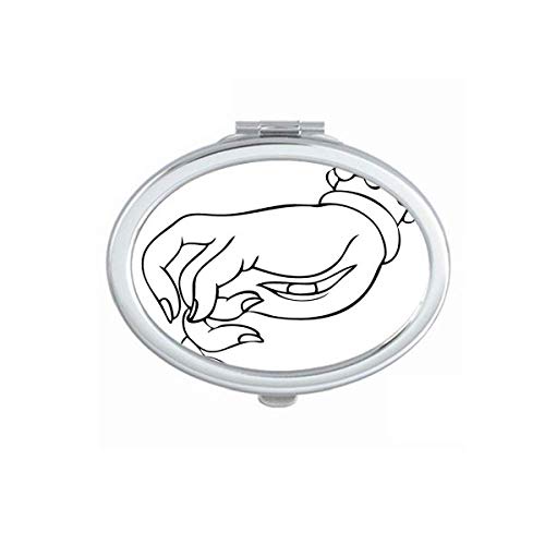 DIYthinker Portable Folding Double-Sided Mirror with Hand Eye Line Drawing Pattern - Perfect for Makeup, Travel, and Home Decor