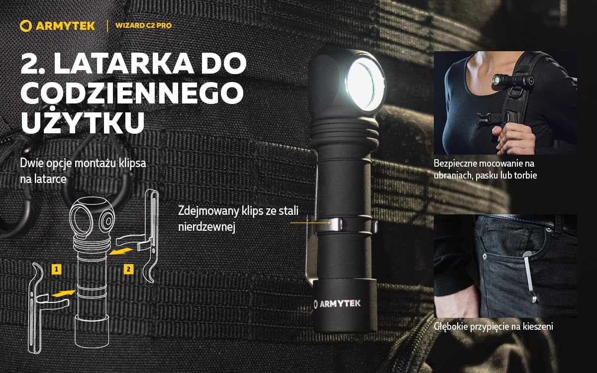 Armytek Wizard C2 Pro DE V4 USB Rechargeable LED Headlamp - Warm White Light for Camping, Hiking & Outdoor Adventures