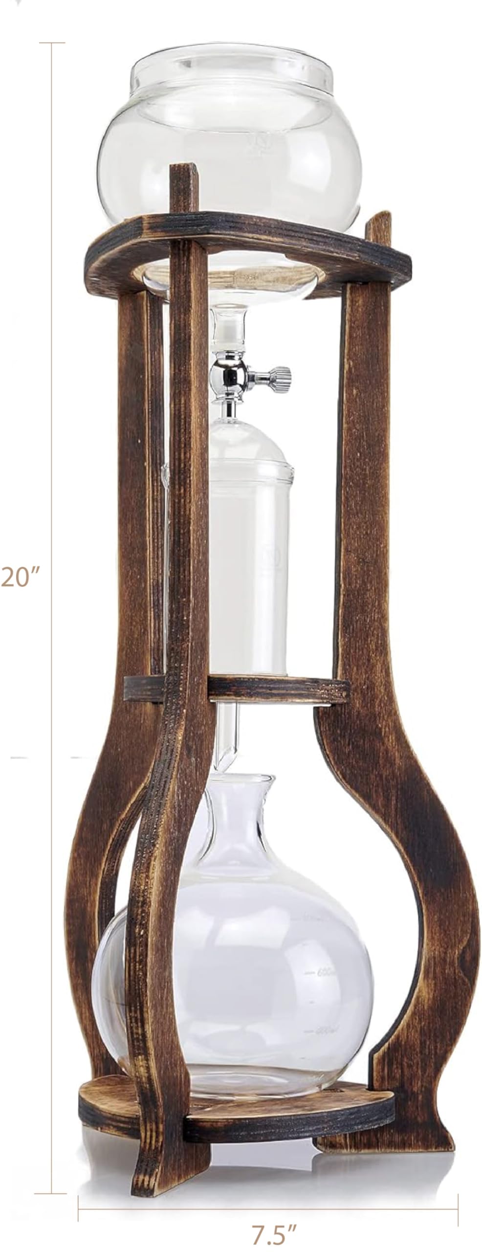 Premium Nispira Cold Brew Coffee Maker - Wooden Drip Tower for Iced Coffee, 6-8 Cup Capacity | Perfect for Home, Office & Outdoor Use