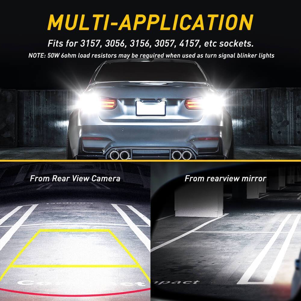 3157 LED Bulb - 2800 Lumens Super Bright LED Light Bulbs with Projector for Reverse/Backup/Tail/Brake/Signal Lights - Perfect for Cars, Trucks, SUVs & Motorcycles