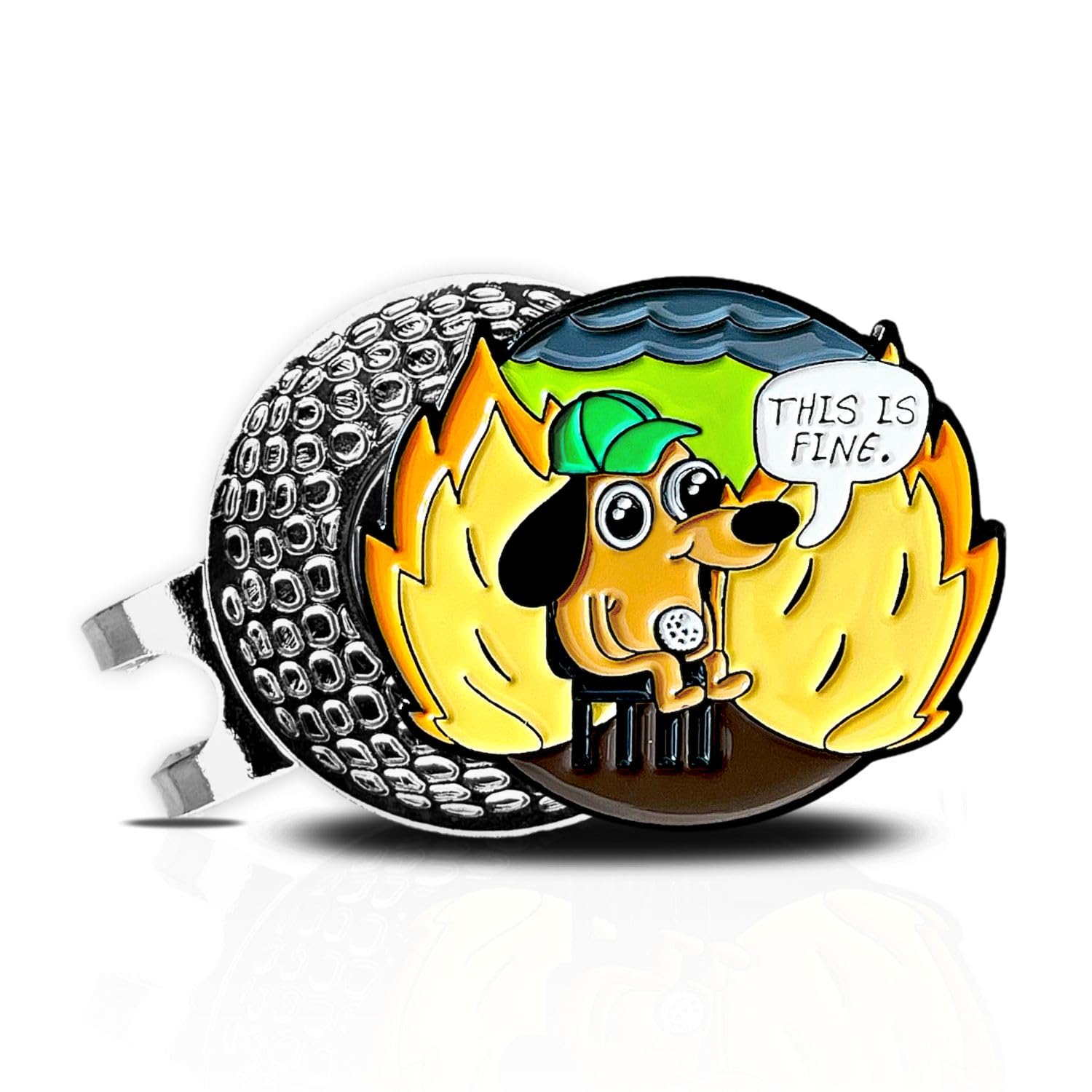 This is FINE Magnetic Golf Ball Marker Hat Clip - Durable Unisex Golf Accessories for Men & Women - Funny Golf Gift to Personalize Your Game - Perfect for Golf Tournaments, Driving Range & Casual Play
