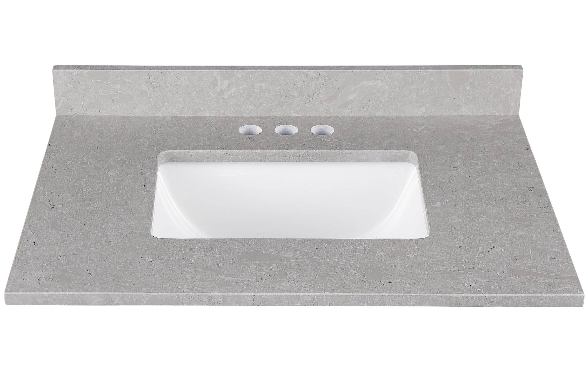 Amalfi 25W x 22D Engineered Marble Bathroom Vanity Top with Rectangular Undermount Sink - Perfect for Modern Bathroom Renovations and Master Suite Upgrades