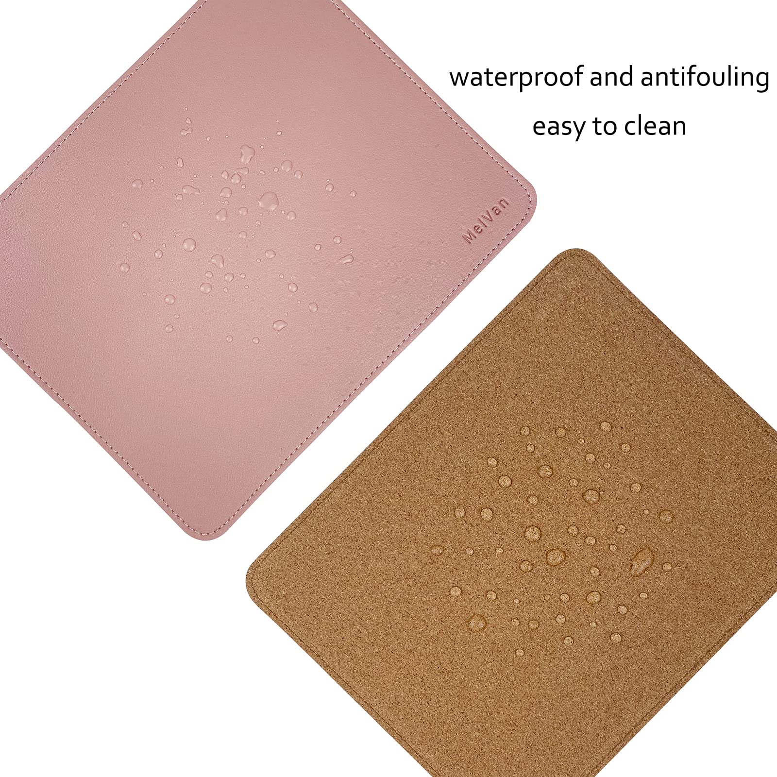 Premium PU Leather Mouse Pad with Stitched Edge - Waterproof Wooden Gaming Mouse Mat for PC, Laptop, Office & Home Use - 10.2