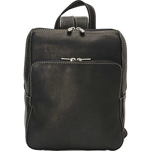Premium Piel Leather Slim Front Pocket Backpack for Men & Women - Lightweight Travel Laptop Bag for Work, School & Daily Commute