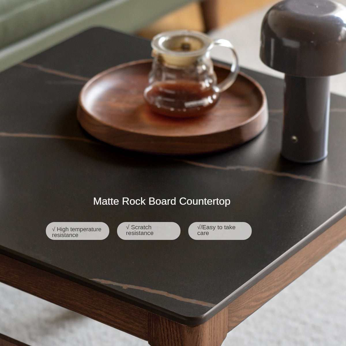 Solid Oak and Black Walnut Wood Rocking Coffee Table - Rustic Movable Side Table for Living Room, Patio, or Outdoor Use