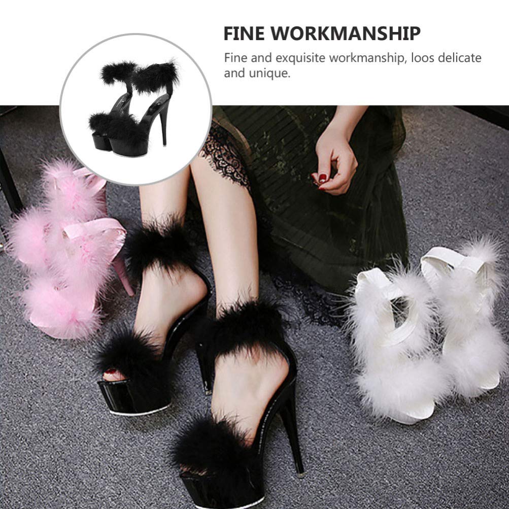 Happyyami Women's Fluffy Feather High Heel Sandals - Faux Fur Pointed Toe Fuzzy Slippers for Party, Wedding & Evening Events | Comfortable & Stylish Clear Heels for Women