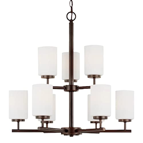 Generation Lighting 9-Light Oslo Modern Bronze Chandelier 31162-710 | Dining Room & Living Room Ceiling Light Fixture | Compatible with A19 LED Bulbs | Perfect for Home Decor, Restaurants, and Event Spaces