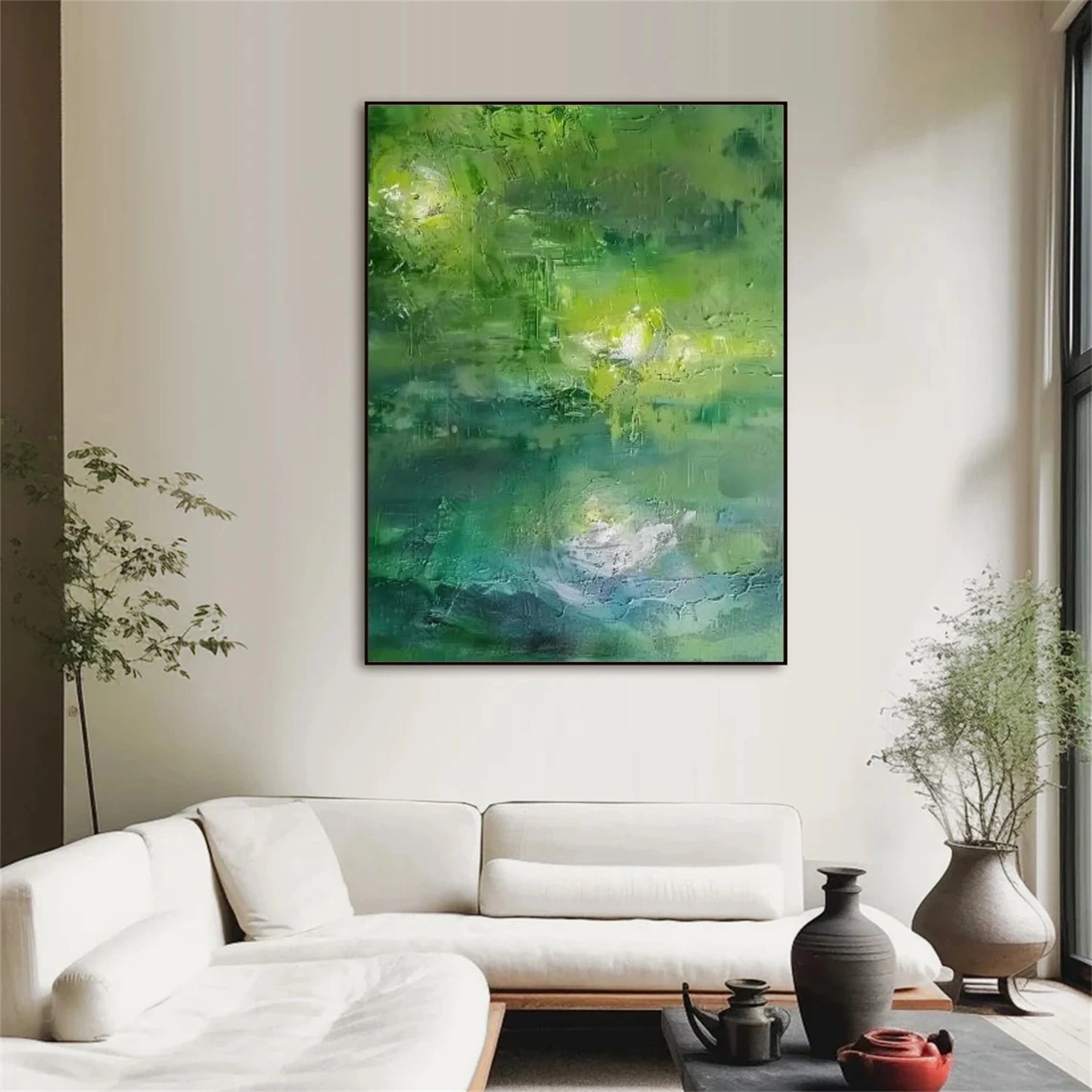 Modern Green Abstract Textured Wall Art Painting - Handmade Canvas Print for Living Room, Bedroom & Office Decor | #AB 468