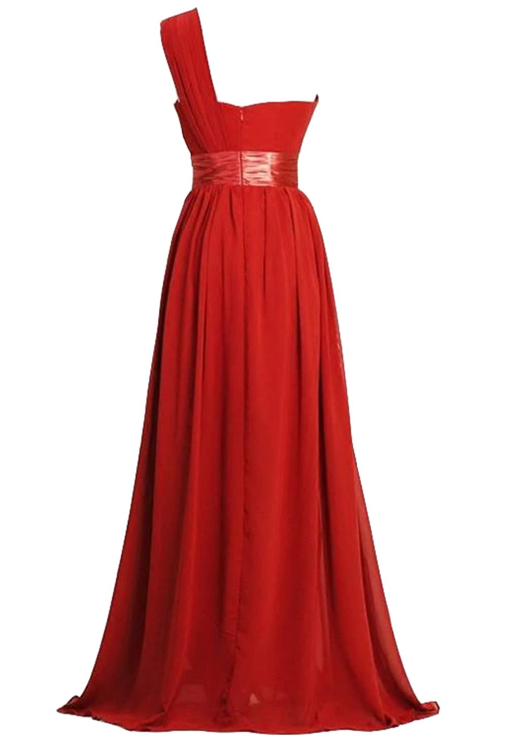 Elegant One Shoulder Sleeveless Chiffon Pleated Bridesmaid Dress - A-Line Long Prom Gown for Women | Perfect for Weddings, Parties & Formal Events