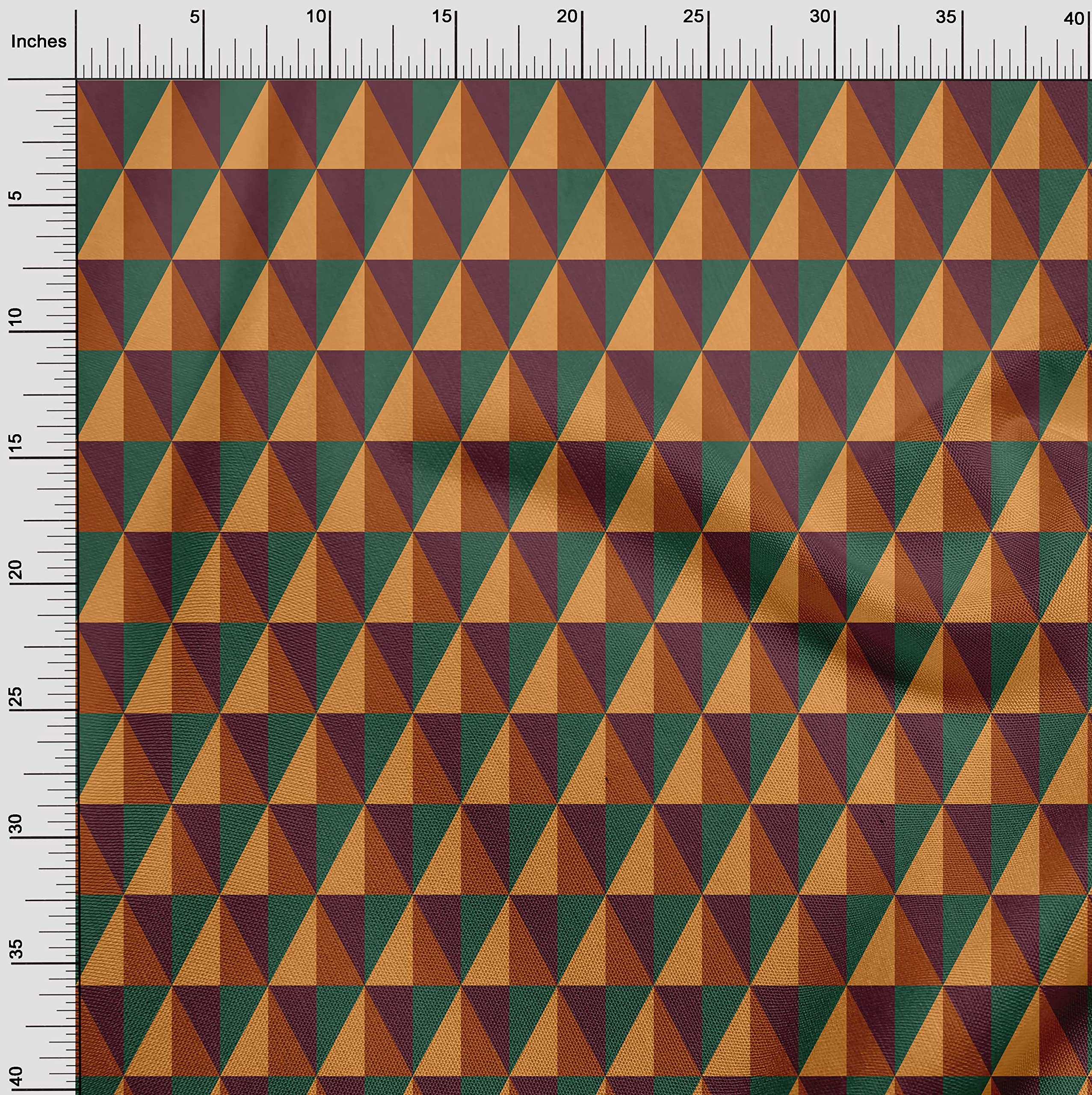 oneOone Polyester Spandex Orange Geometric Print Fabric - 56 Inch Wide for Sewing, Craft Projects & DIY (4398) | Perfect for Quilting, Upholstery, Fashion Design & Home Decor