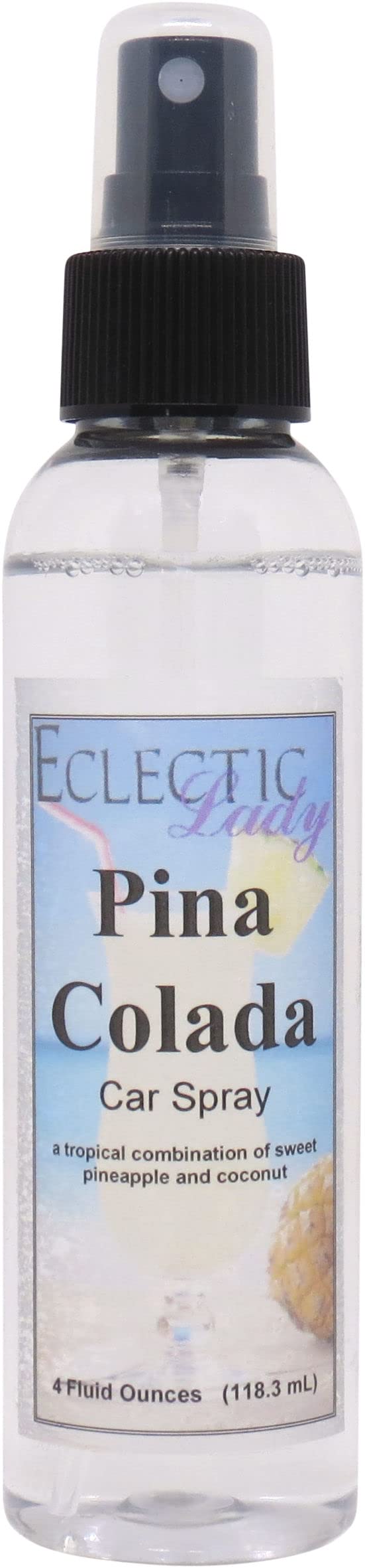 Refreshing Pina Colada Scented Car Air Freshener Spray - 4 oz | Tropical Coconut Pineapple Fragrance for Vehicles, Home & Office Use