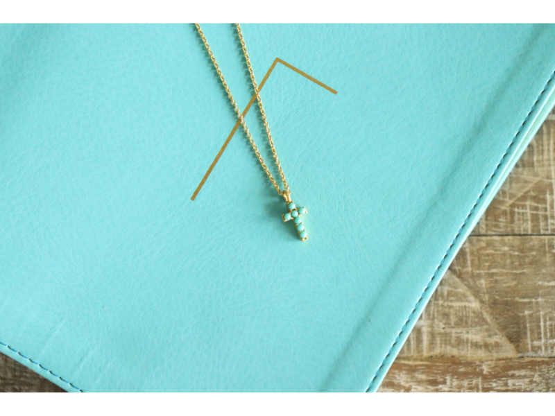 Elegant Turquoise Cross Necklace for Women - Dainty Pendant Jewelry Gift for Her - Perfect for Church, Weddings & Everyday Wear