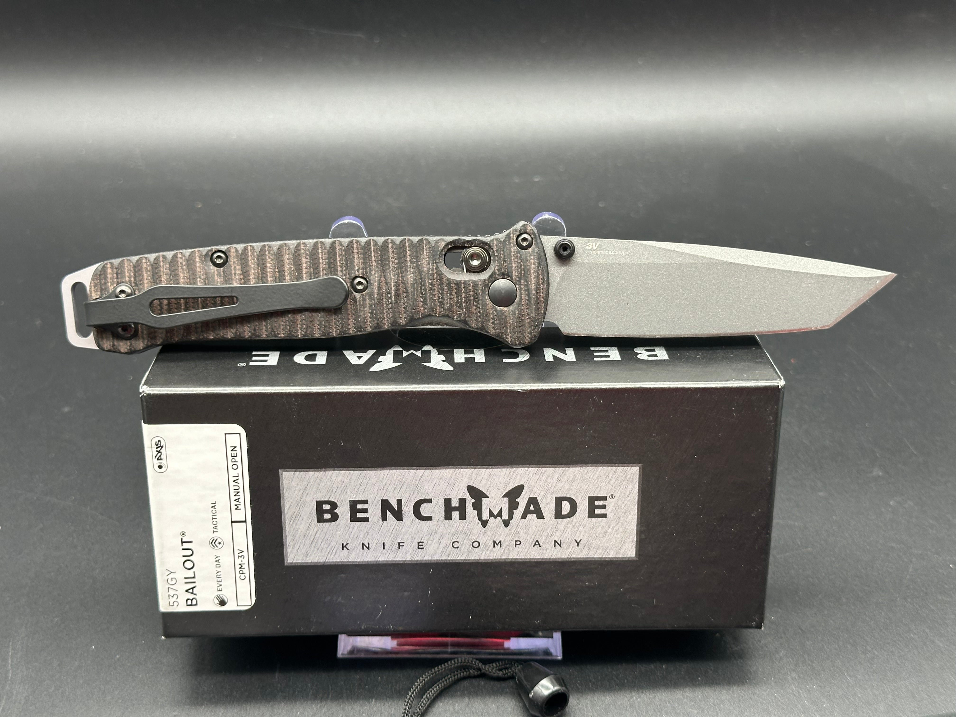 Benchmade Bailout 3V Folding Knife with Micarta Scales | MXG Deep Carry Clip & Original Accessories Included | EDC, Outdoor Survival, Camping & Tactical Use