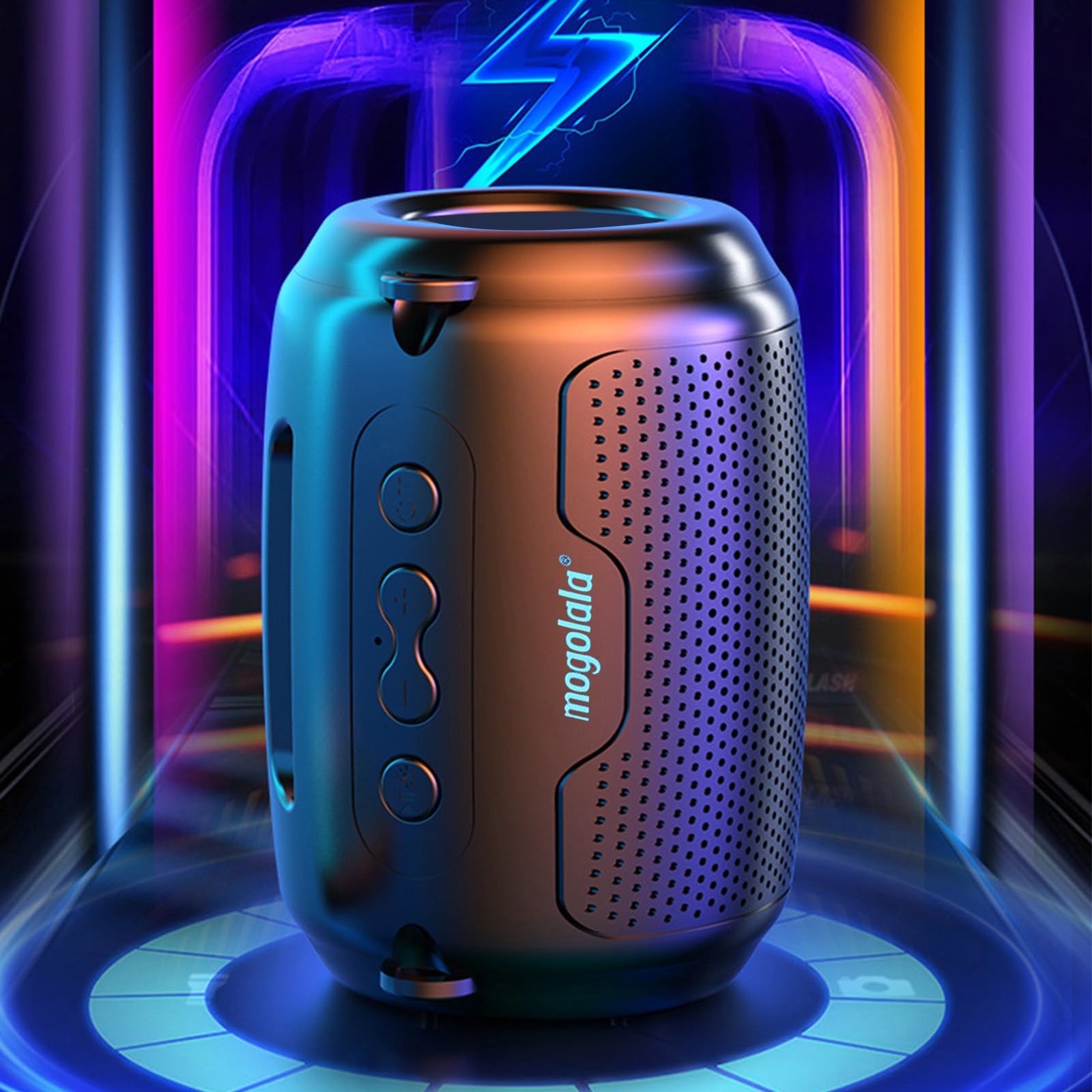 Portable Bluetooth Speaker with LED Lights - Wireless Stereo Sound, Rechargeable, Waterproof - Perfect for Outdoor, Travel, Party & Home Use